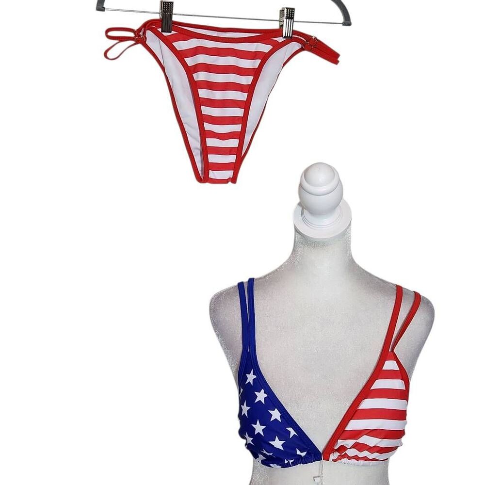 Tashehe Stars and Stripes Bikini NWT Size Medium 4th of July Bikini